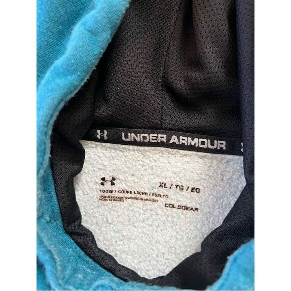 Under Armour Heathered Blue Green Loose Fit Baseline Fleece Hoodie Men's XL - Picture 3 of 8